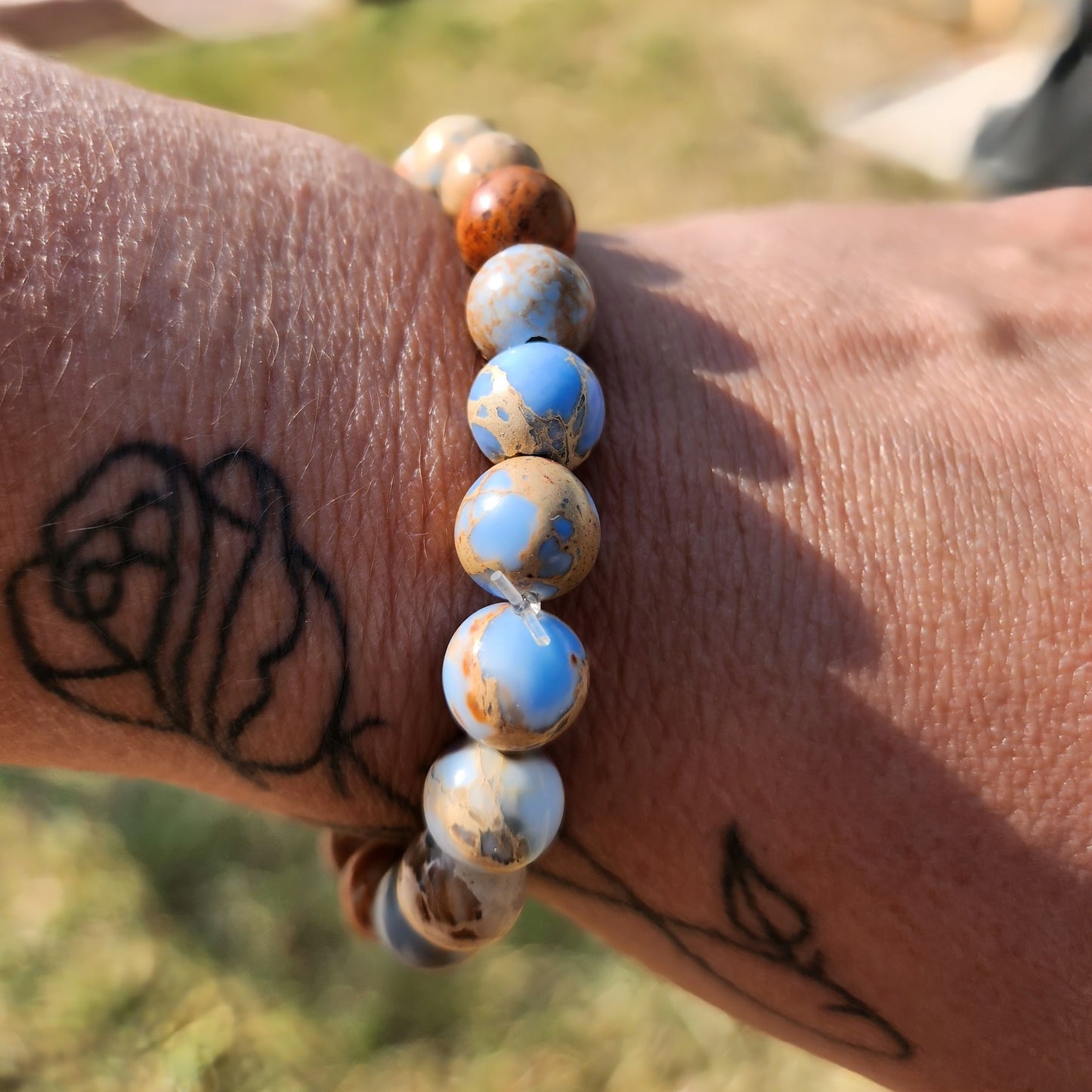 Bracelet Perles Jaspe mer de sédiment