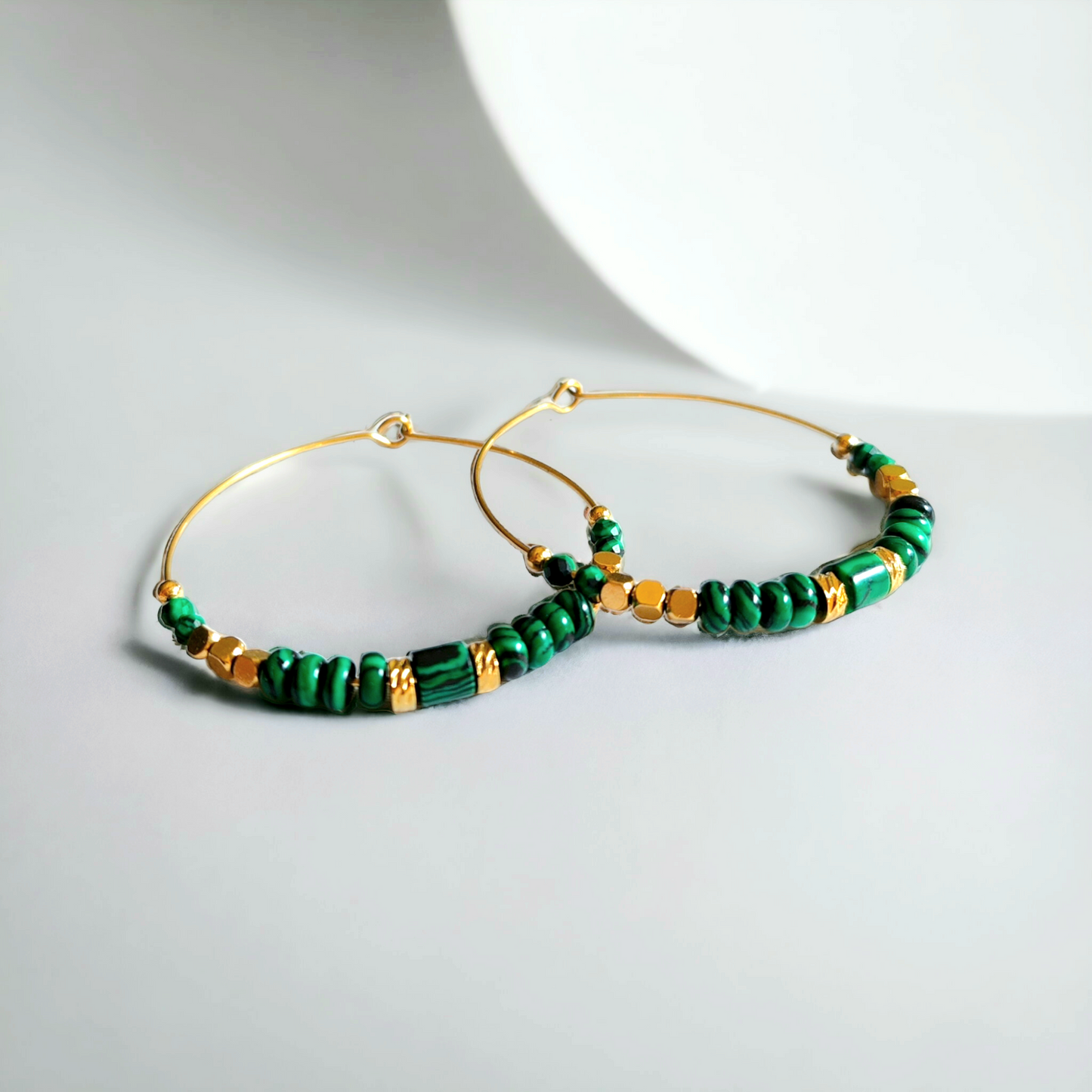 Boucles d'oreilles Créoles ❖ Malachite