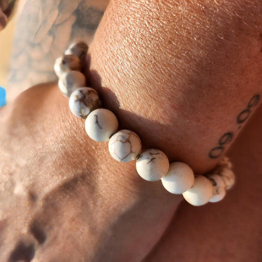 Bracelet Perles Howlite de Mongolie