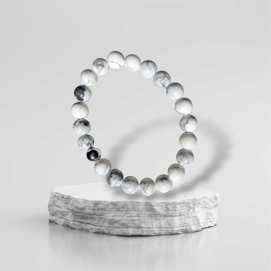 Bracelet Perles Howlite Acier