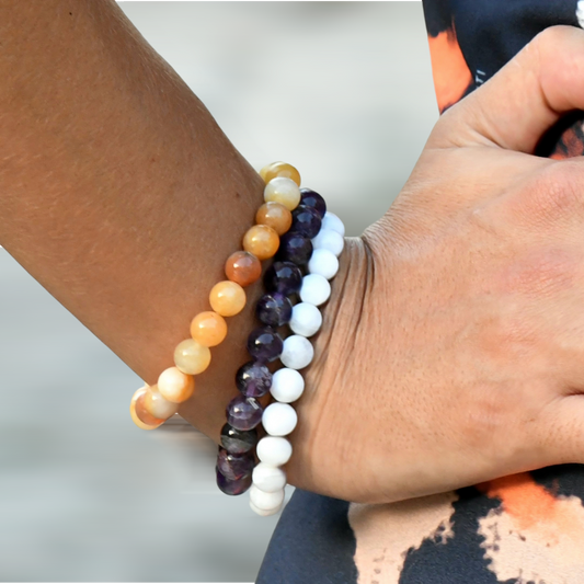 Bracelet Perles Jade orange