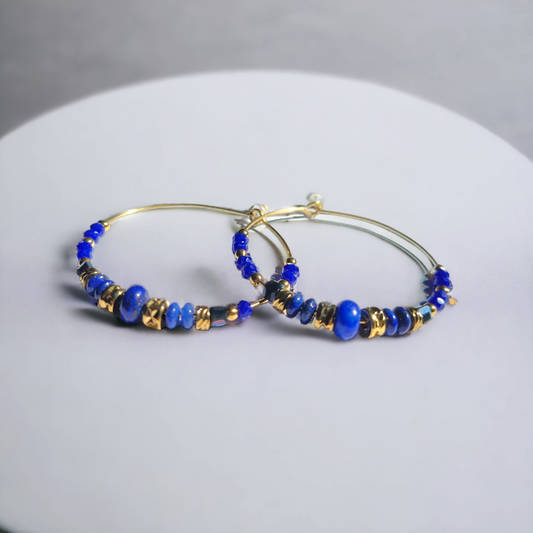 Boucles d'oreilles Créoles Lapis Lazuli
